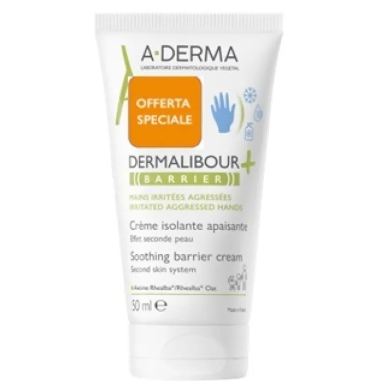 A-Derma Dermalibour + Barrier Crema Mani - Crema isolante lenitiva per mani screpolate e irritate - 50 ml - Offerta speciale