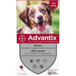 Advantix Spot-On per Cani da 10 a 25 Kg - Pipette antiparassitarie - 4 Pipette monodose da 2,5 ml