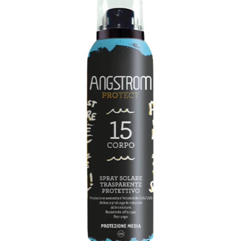 Angstrom Spray Solare Trasparente SPF15 - Spray solare corpo resistente all'acqua - Limited edition 2025 - 150 ml