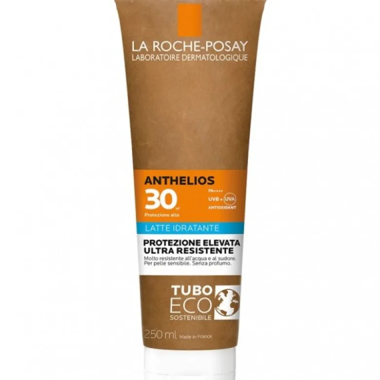 Anthelios Latte Solare Idratante SPF30 Paper - Protezione solare resistente all'acqua per viso e corpo - 250 ml