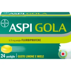 Aspi Gola - Trattamento sintomatico del mal di gola - Gusto Limone e Miele - 24 Pastiglie