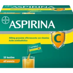 Aspirina C Granulato - Trattamento sintomatico di mal di testa, febbre e dolori muscolari - Gusto arancia - 10 Bustine