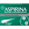 Aspirina Dolore e Infiammazione - Trattamento sintomatico di febbre e dolori - 8 Compresse 500 mg