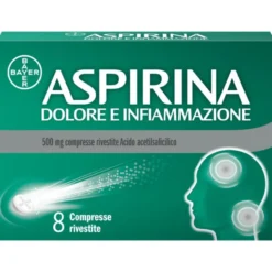 Aspirina Dolore e Infiammazione - Trattamento sintomatico di febbre e dolori - 8 Compresse 500 mg