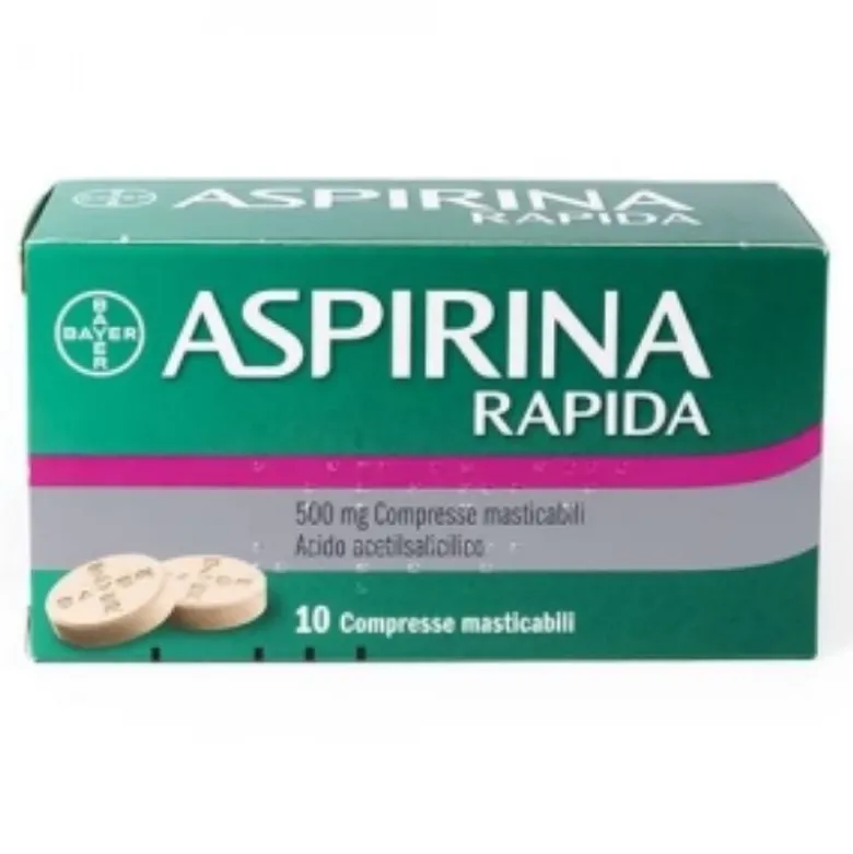 Aspirina Rapida - Trattamento di mal di testa, febbre e dolori da lievi a moderati - 10 compresse masticabili 500 mg