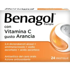 Benagol - Per i primi sintomi del mal di gola - Gusto Arancia - 24 Pastiglie con Vitamina C