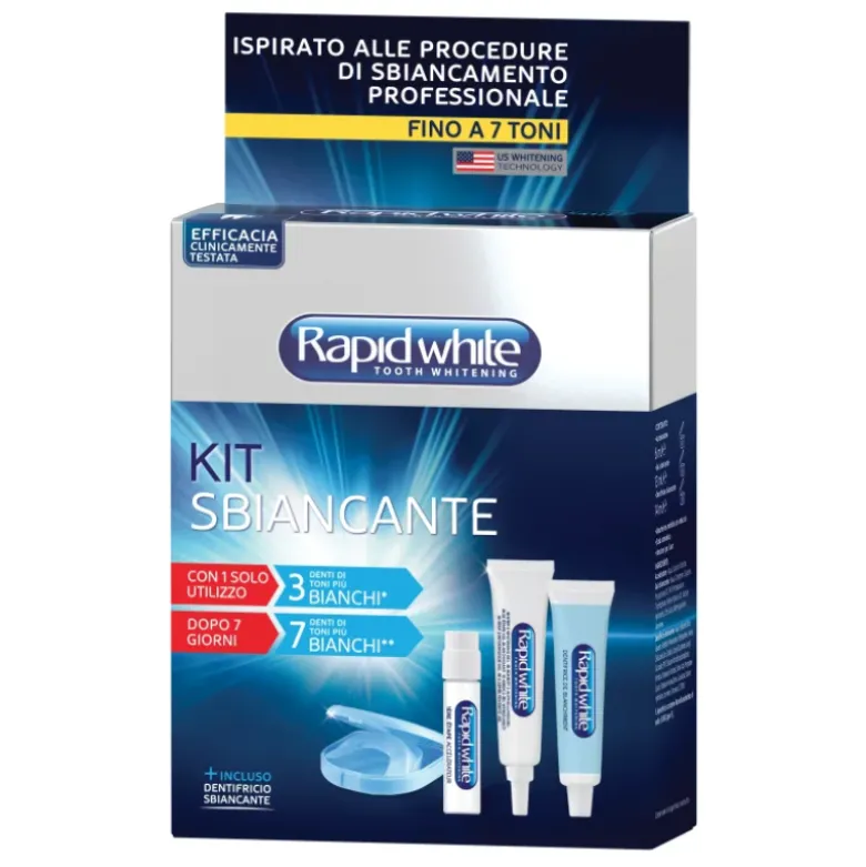 Bionike Rapid White Kit Dentale Sbiancante - Acceleratore + Gel sbiancante + Dentifricio Express White + Mascherine morbide + Scala cromatica