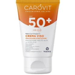 Carovit Solare Crema Viso SPF50+ - Crema solare molto alta per pelle sensibile - 50 ml
