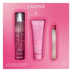 Caudalie Cofanetto di Natale Trio Rose De Vigne - Acqua profumata 50 ml + Gel doccia 50 ml + Acqua profumata roll on 10 ml