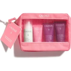 Caudalie Vinosource Hydra Trousse Estate 2022 - Schiuma Detergente - Crema Viso Vinosource Hydra Gelèe - Gel Doccia The Des Vignes - Crema Corpo The Des Vignes