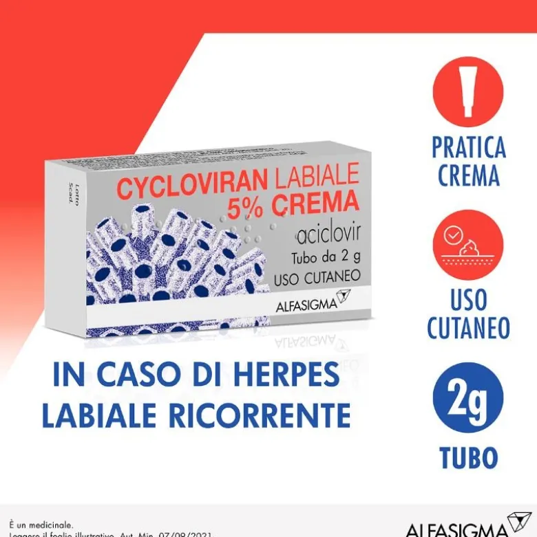 Cycloviran Labiale - Crema per herpes alle labbra - 2 g 5%