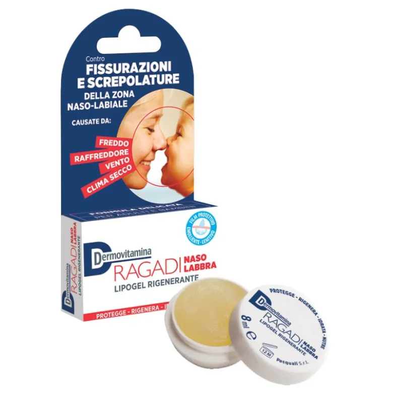 Dermovitamina Ragadi Naso Labbra - Lipogel rigenerante per screpolature ed arrossamenti - 8 ml