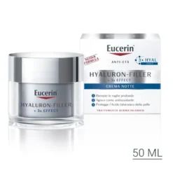 Eucerin Hyaluron Filler + 3X Effect Crema Notte - Crema notte per rughe profonde - 50 ml