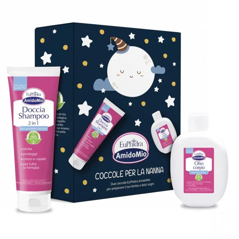 Euphidra Amidomio Cofanetto Coccole Nanna - Olio Corpo 200 ml + Doccia Shampoo 250 ml