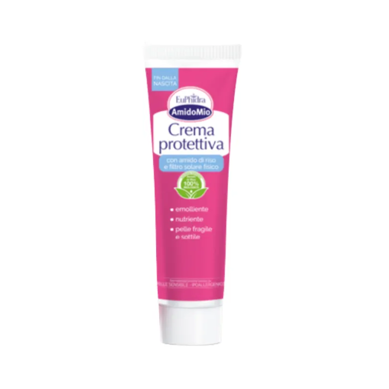 Euphidra Amido Mio Crema Protettiva Viso e Corpo - Crema nutriente con filtro solare per pelle sensibile di adulti e bambini - 50 ml