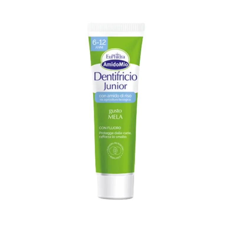 Euphidra Amido Mio Dentifricio Junior 6-12 anni - Protegge dalle carie e rafforza lo smalto - Gusto mela - 50 ml
