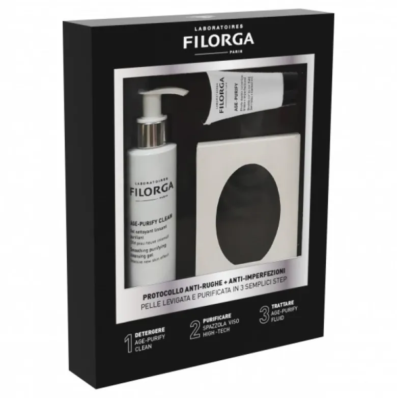 Filorga Cofanetto Antirughe Purificante - Age Purify detergente + Age Purify fluido + Spazzola viso high tech
