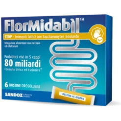 FlorMidabil Stop - Integratore per l'equilibrio della flora batterica intestinale - con Stevia - 6 bustine orosolubili