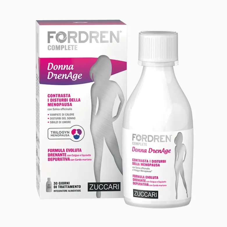 Fordren Complete Donna DrenAge - Integratore drenante per la menopausa - Flacone da 300 ml