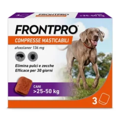Frontpro Cani x3 Compresse Masticabili, Antiparassitario Per Cani (25-50Kg) Contro Pulci E Zecche