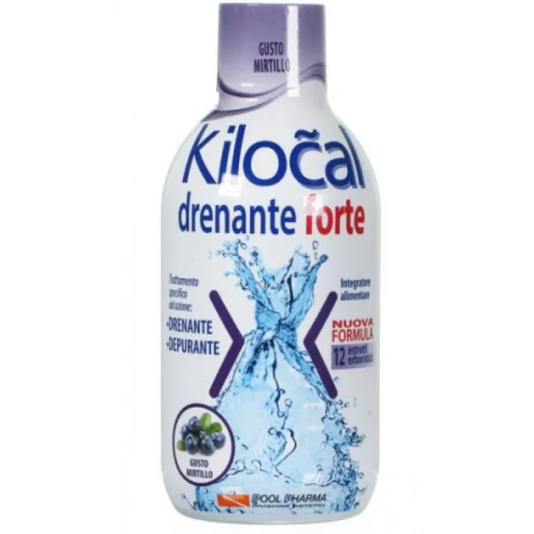 Kilocal Drenante Forte - Integratore alimentare drenante e depurativo - Gusto Mirtillo - 500 ml