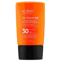 Korff Sun Secret Air Fluido Protettivo SPF30 - Solare anti-età ultra leggero per il viso - 50 ml
