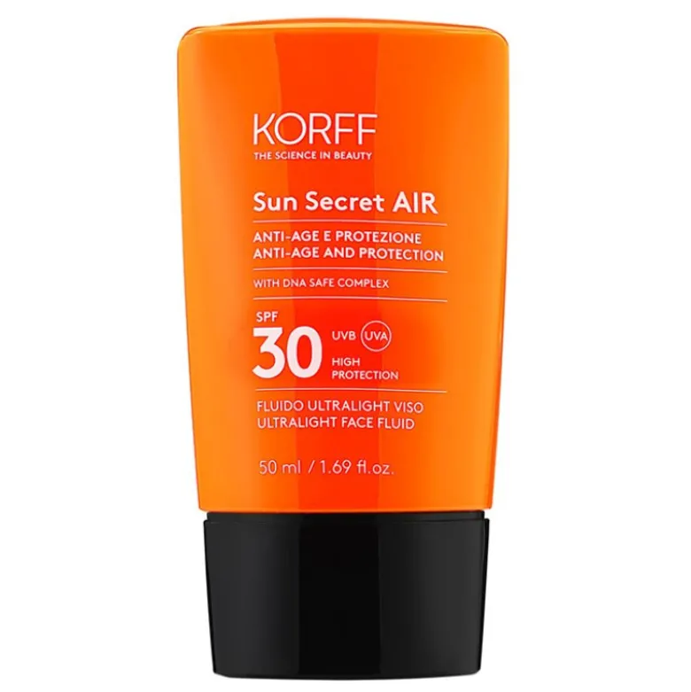Korff Sun Secret Air Fluido Protettivo SPF30 - Solare anti-età ultra leggero per il viso - 50 ml