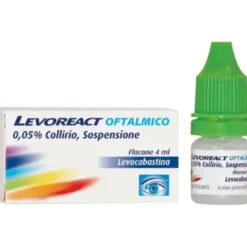 Levoreact Collirio antistaminico - Per occhi che lacrimano e congiuntivite allergica - 4ml 0,5mg