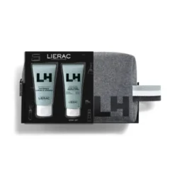 Lierac Cofanetto di Natale 2023 Uomo - Gel viso antifatica 50 ml + Gel doccia 50 ml + Pochette