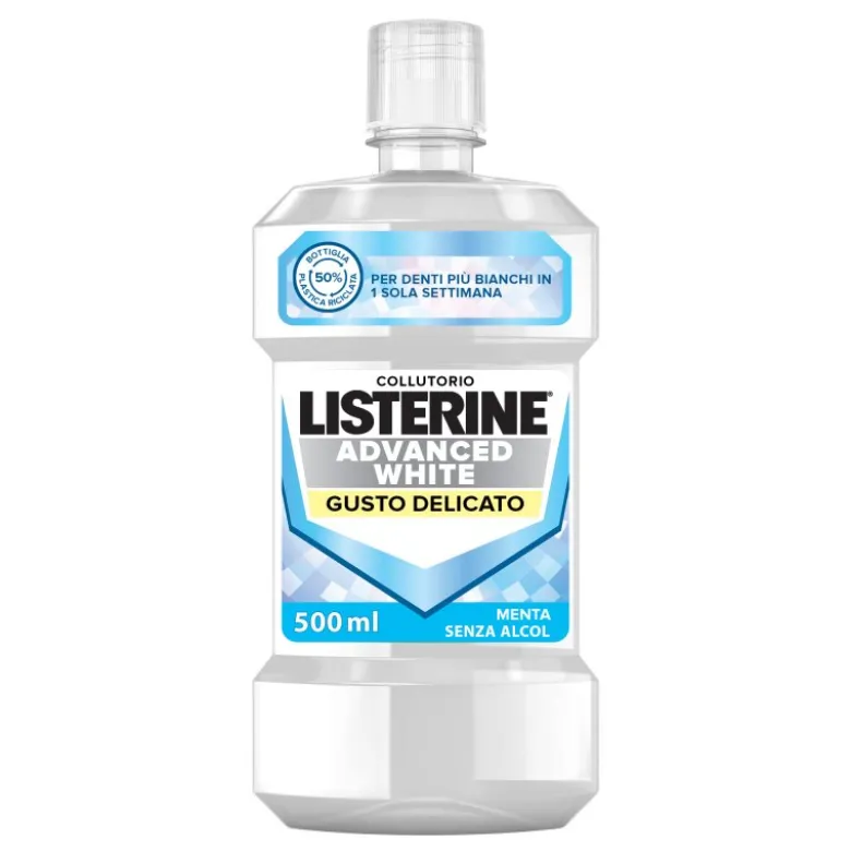 Listerine Advanced White Collutorio - Per denti più bianchi - Gusto delicato - 500 ml