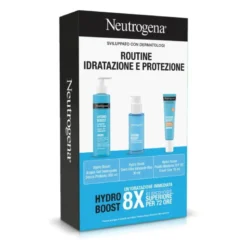 Neutrogena Hydro Boost Routine Idratazione e Protezione - Gel detergente + Siero viso + Fluido viso SPF 50