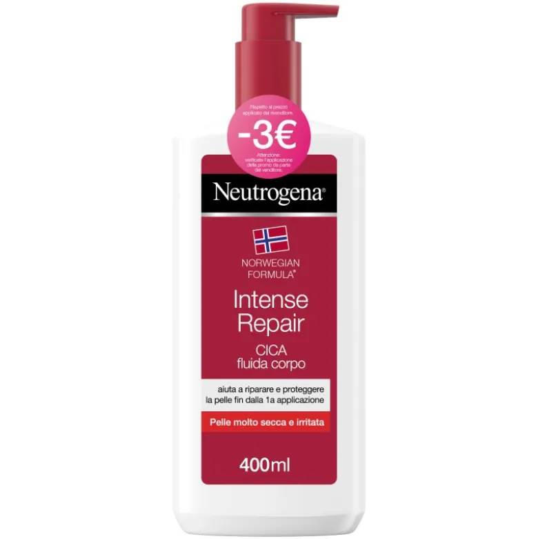Neutrogena Intense Repair Cica Fluida Corpo - Crema riparatrice per pelle secca e irritata - 400 ml