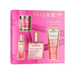 Nuxe Cofanetto di Natale 2025 La felicità è rosa - Olio secco floreale + profumo + olio doccia + candela per ambienti
