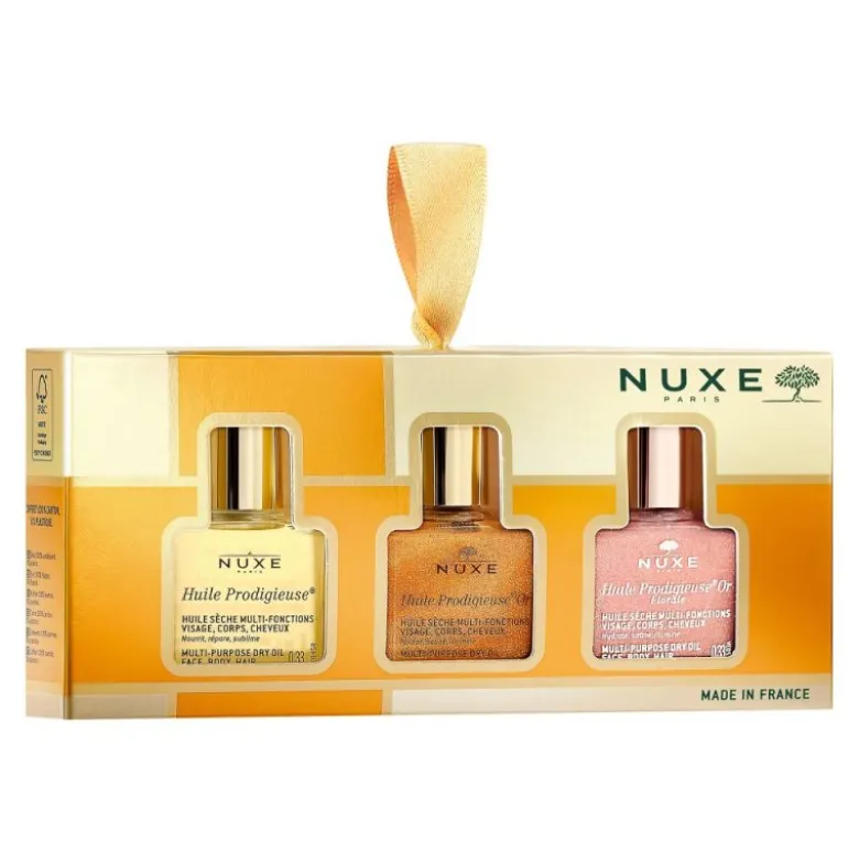 Nuxe Cofanetto di Natale 2024 Les 3 Prodigieux - Olio prodigioso secco 10 ml + Olio prodigioso floreale oro 10 ml + Olio prodigioso oro 10 ml