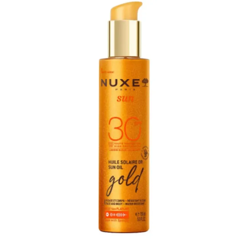 Nuxe Sun Olio Solare Dorato Viso e Corpo ad Alta Protezione SPF30, 150ml