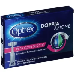 Optrex Doppia Azione - Gocce Oculari Per Occhi Secchi - Reidratanti e Lubrificanti - 10 Flaconcini Monodose