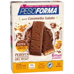 Pesoforma Barrette Caramello Salato - Barrette sostitutive del pasto per perdere peso - 6 barrette