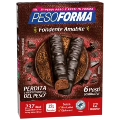 Pesoforma Barrette Cioccolato Fondente Amabile - Barrette sostitutive del pasto per perdere peso - 12 barrette