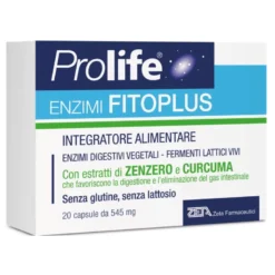 Prolife Enzimi Fitoplus - Integratore per la funzione digestiva e contro il gonfiore intestinale - 20 capsule