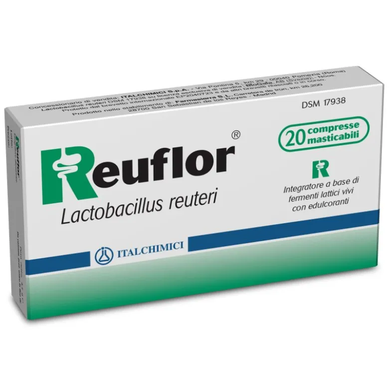 Reuflor - Integratore per l'equilibrio della flora intestinale - 20 compresse masticabili