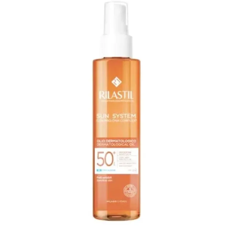 Rilastil Sun System Olio Dermatologico SPF50+ - Protezione solare molto alta per il corpo - 200 ml