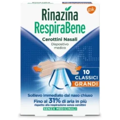 Rinazina Respirabene Cerotto Nasale Classico Adulti Formato Grande 10 cerotti
