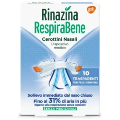 Rinazina Respirabene Cerotto Nasale Classico Adulti Trasparente 10 cerotti