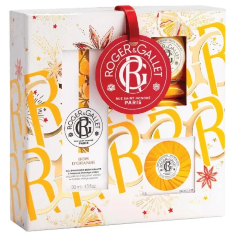Roger & Gallet Cofanetto di Natale 2023 Bois D'Orange - Acqua Profumata + Saponetta + 3 Bombe da bagno