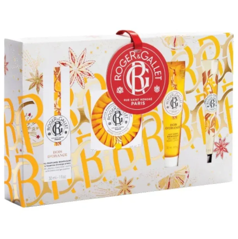 Roger & Gallet Cofanetto di Natale 2023 Bois D'Orange - Acqua Profumata + Saponetta + Latte corpo + Crema mani