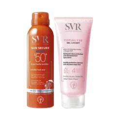 SUN SECURE Brume Viso e Corpo SPF 50 Protezione Solare Alta 200 ml + Topialyse Gel Lavante