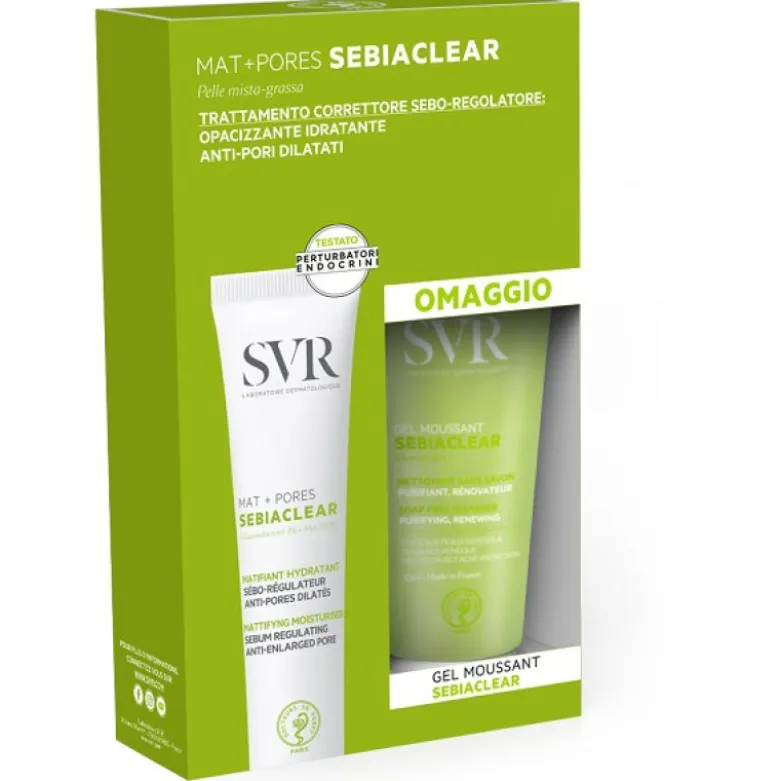 Svr Sebiaclear Cofanetto Correttore Seboregolatore - Mat + pores trattamento seboregolatore + Gel moussant detergente purificante