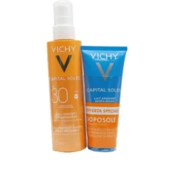 Vichy Capital Soleil Cell Protect Fluido Spray Invisibile SPF 30 + Latte Doposole - Kit protezione solare + latte doposole lenitivo
